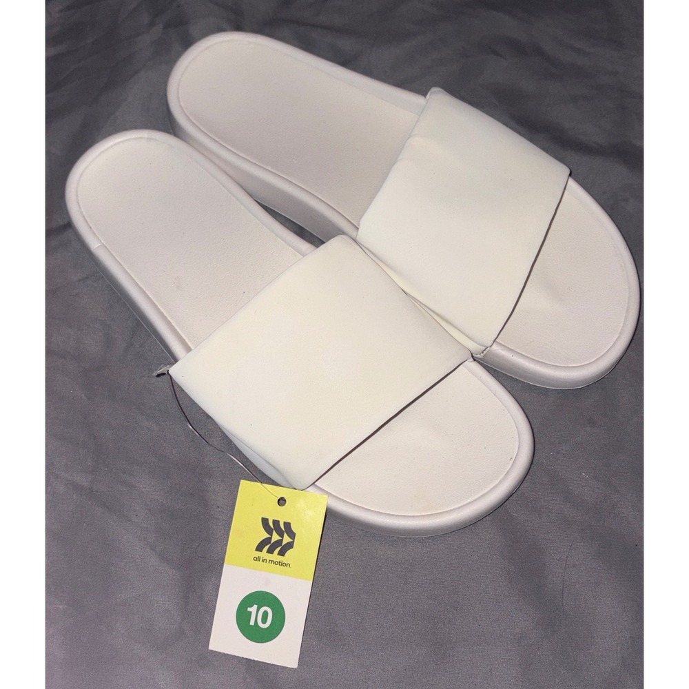 NEW All in Motion Women's White Makenna Slide Sandals, Size 10